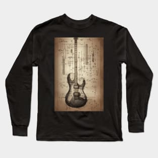 Da Vinci Guitar Blueprint / Schematic Long Sleeve T-Shirt